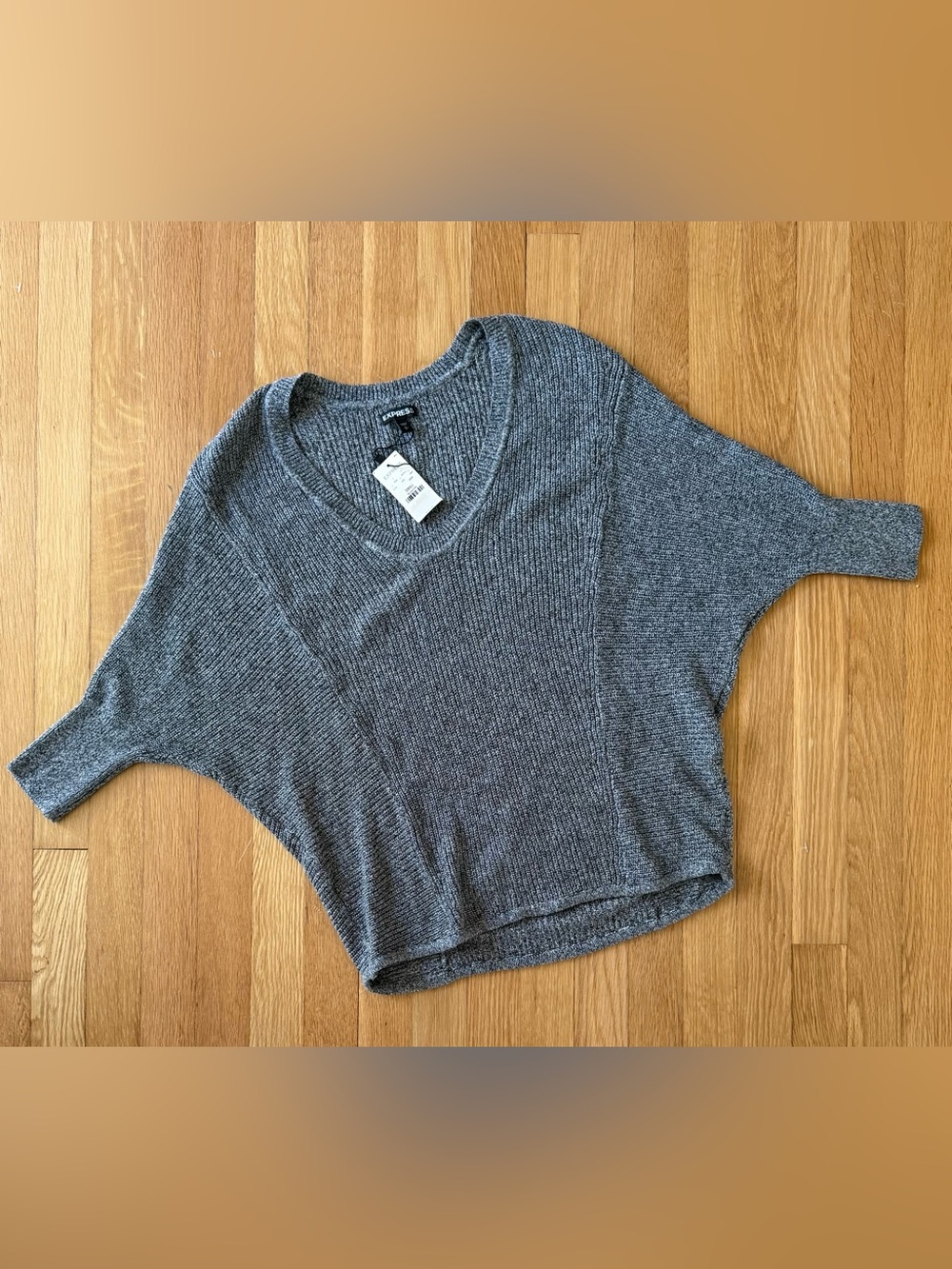 Express Women’s Size S V-Neck 3/4 Dolman Sleeve Cotton Knit Sweater NWT